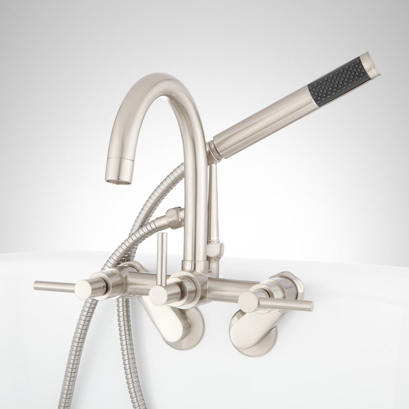 Sebastian Wall Mounted Variable Center Tub Faucet with Lever Handles, Brushed Nickel