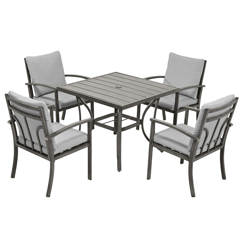Freada 4 - Person Patio Dining Set with Square Table , Cushions Included