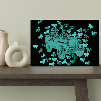 Soldiers And Butterflies Abstract Retro Surreal Butterfly Nature Wall Art Print 1 Piece Wrapped Canvas Wall Art