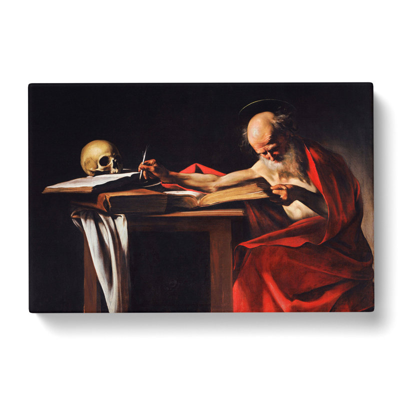 Saint Jerome Writing by Caravaggio - Wrapped Canvas Painting, 35cm H x 50cm W x 3cm D