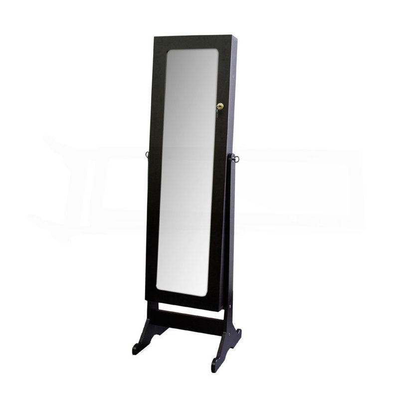 Tall Standing Floor Mirror With Hidden Storage And Multiple Hooks