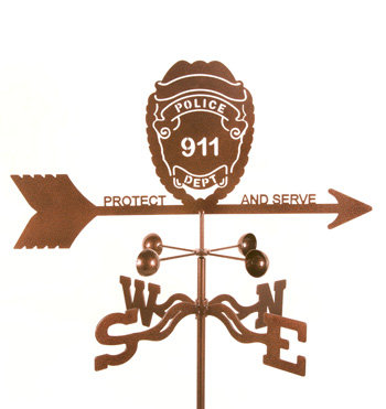 Police Badge 28'' H Patriotic Weathervane, Deck Mount