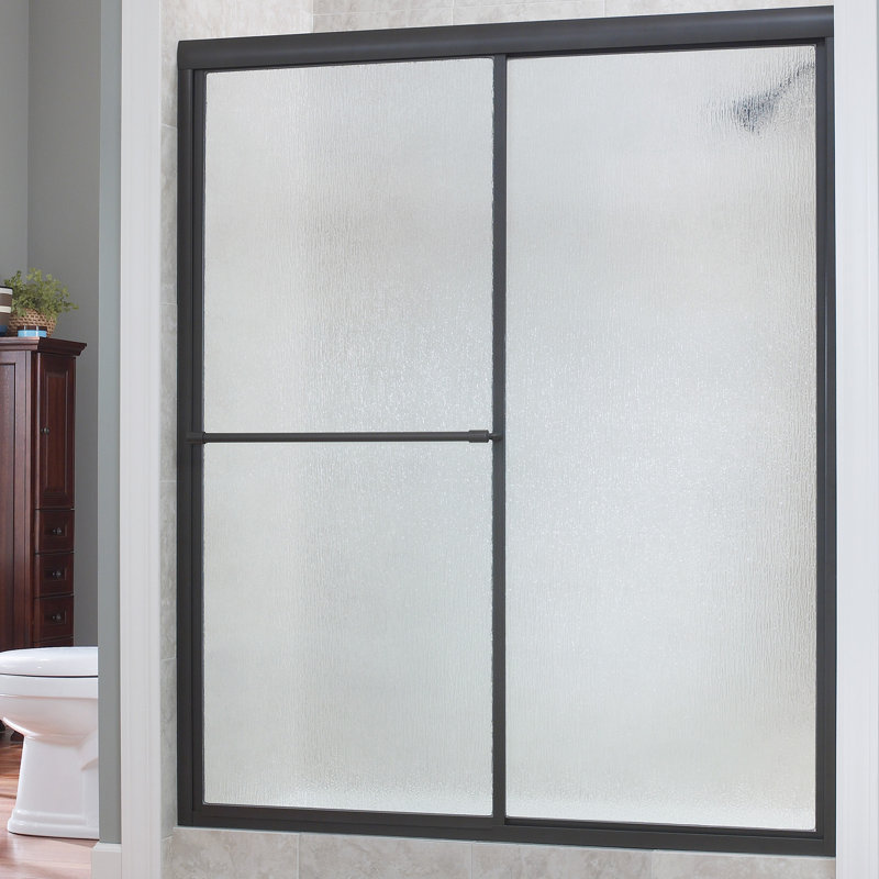 Chase 48" x 70" Single Sliding Framed Shower Door, Silver, Rain Glass