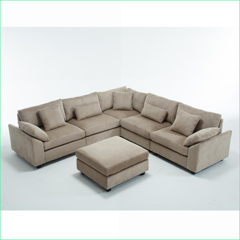 Canapé modulaire, canapé surdimensionné en velours côtelé 6 places pour salon, brun | Velours côtelé | Brun, Brun