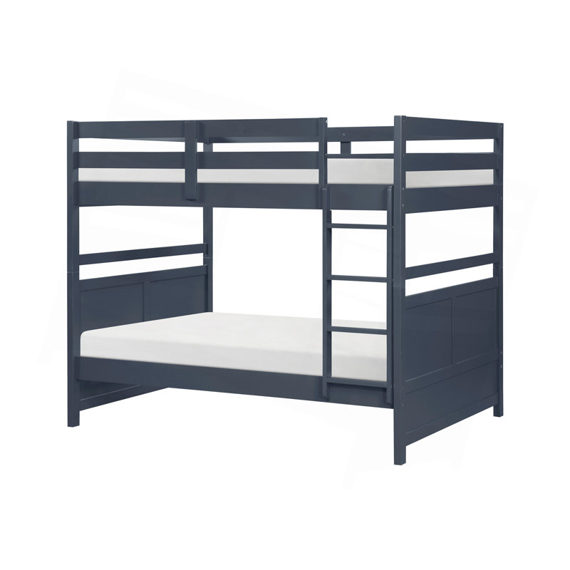 Lit superposé lit double au-dessus d'un lit double bleu marine avec cadre en bois robuste, Full over Full, Navy Blue