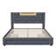 UK Grey Velvet Storage Bed with USB-C Charging Ports, Upholstered Bed Frame with 3 Drawers & App-Controlled RGB LED Headboard-871196645