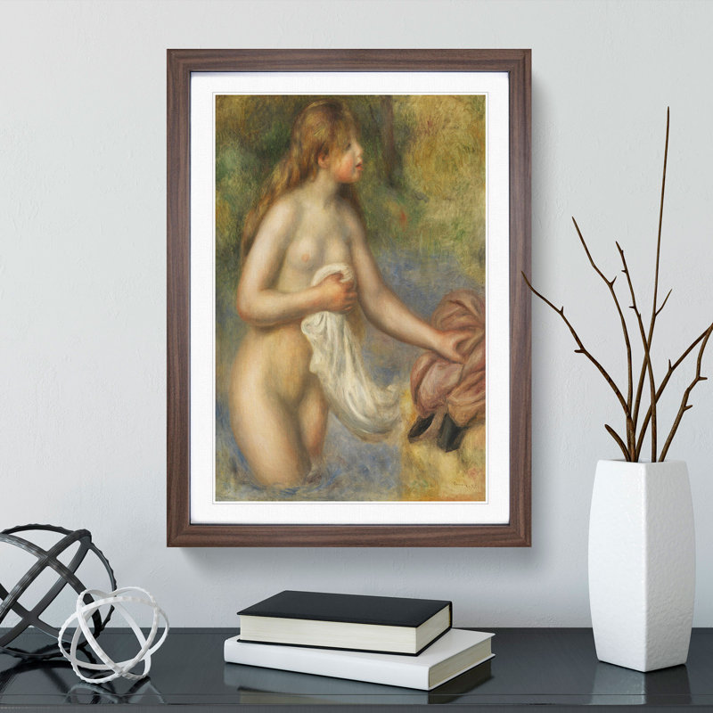 Bathing Girl by Pierre-Auguste Renoir - Picture Frame Painting, Walnut Framed, 36cm H x 27cm W x 2cm D