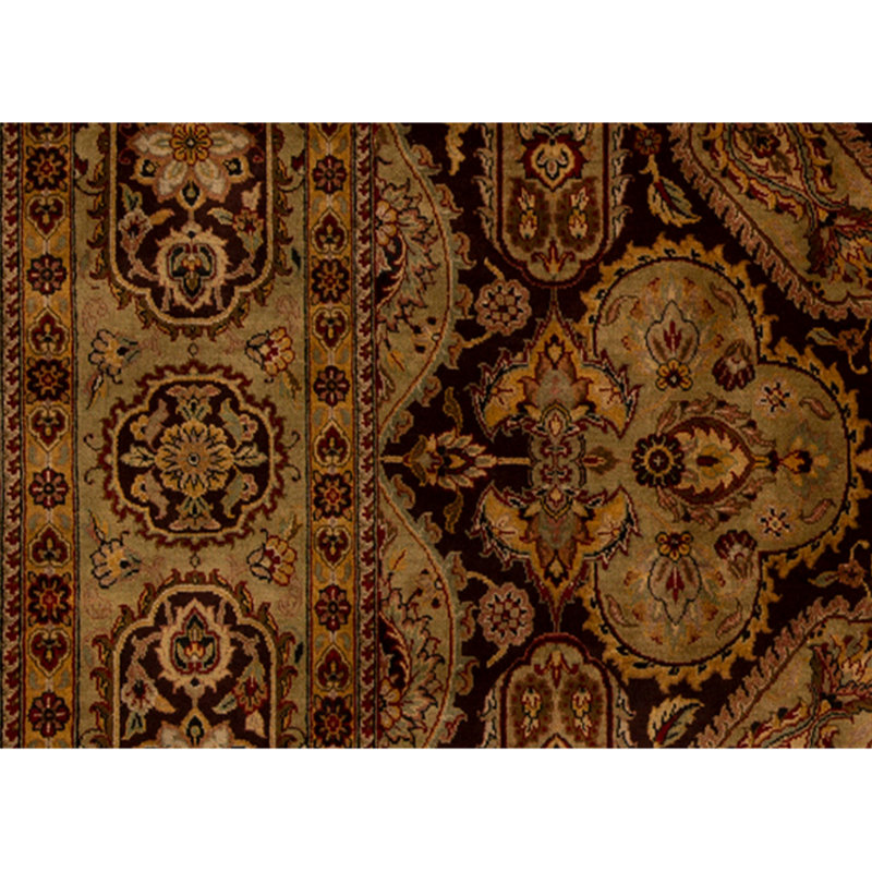 Hand Knotted Wool Oriental Area Rug in Brown