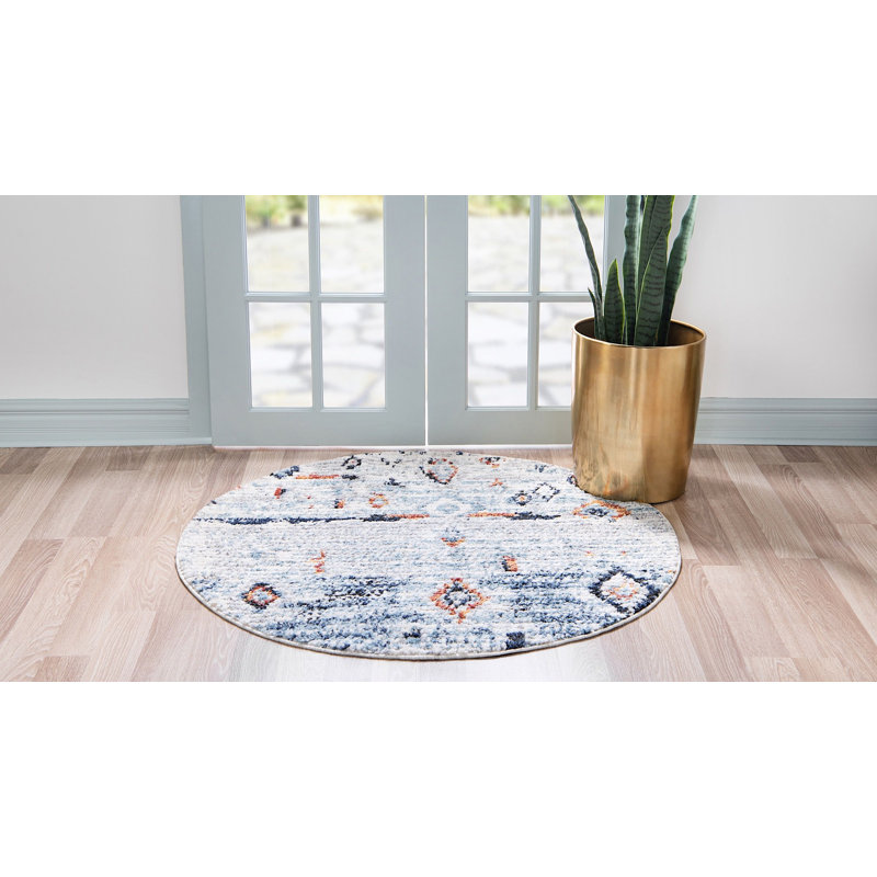 Victorville Abstract Indoor Rug, Round 7'