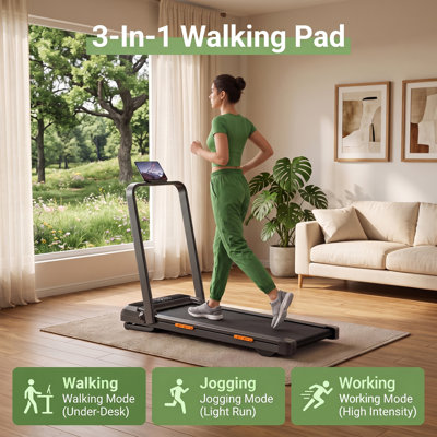 UMAY Foldable Treadmill, 19% Incline, 3.0 HP Motor, 1-12 km/h, 181 kg Max User Weight