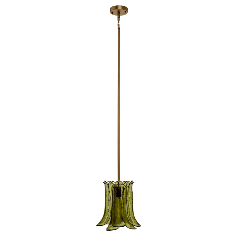 Luminaire suspendu en verre soufflé 1 lumière, Green