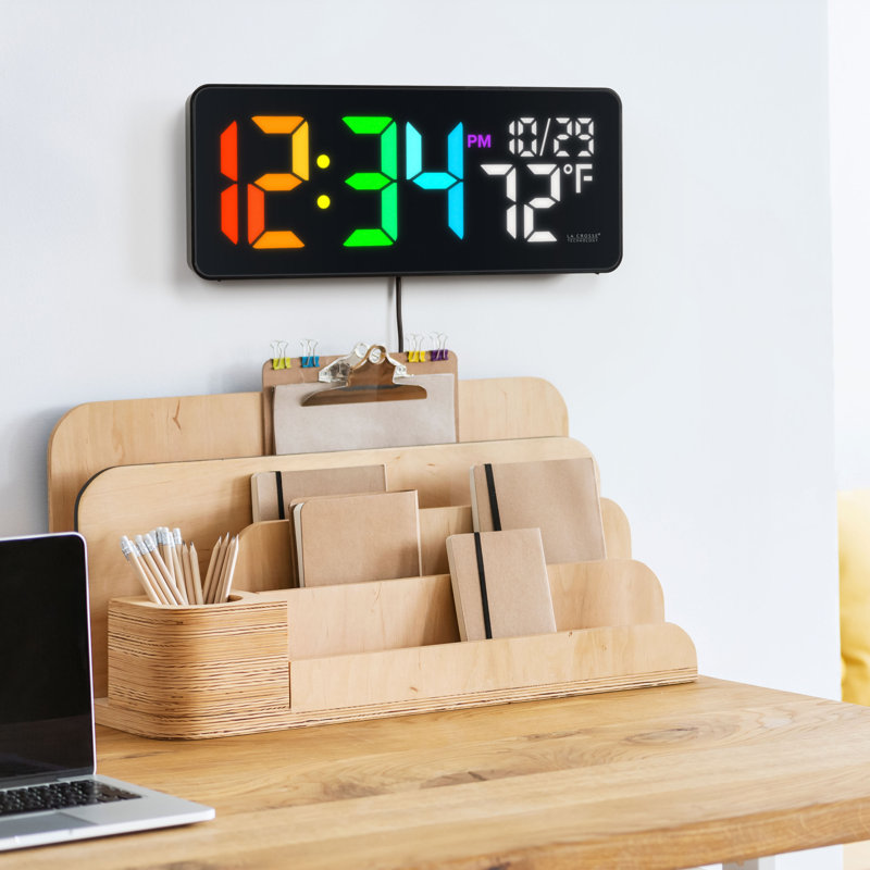 Color Changing LED Clock with Indoor Temperature