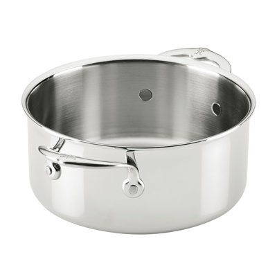 Pot à soupe en acier inoxydable poli avec couvercle 4 pintes de qualité professionnelle avec couvercle