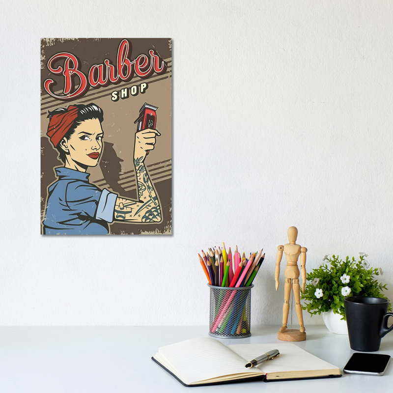 Barbershop Woman by Art Mirano - Wrapped Canvas Print, 20.32 cm H x 30.48 cm W