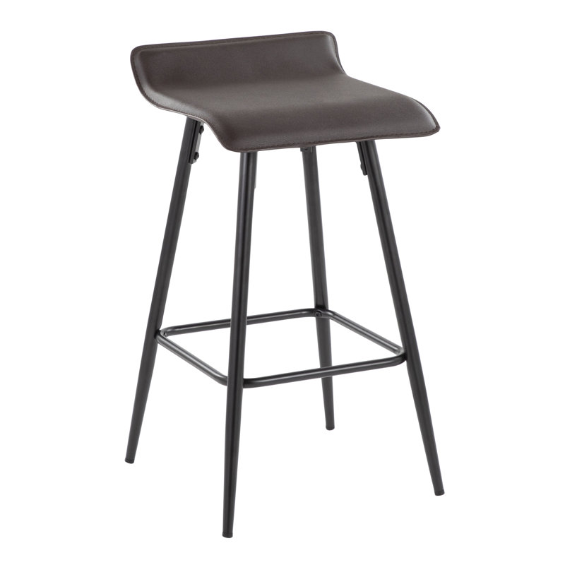 Kalsum Upholstered Counter Stool with Metal Frame, Espresso, Counter Stool (26” Seat Height)