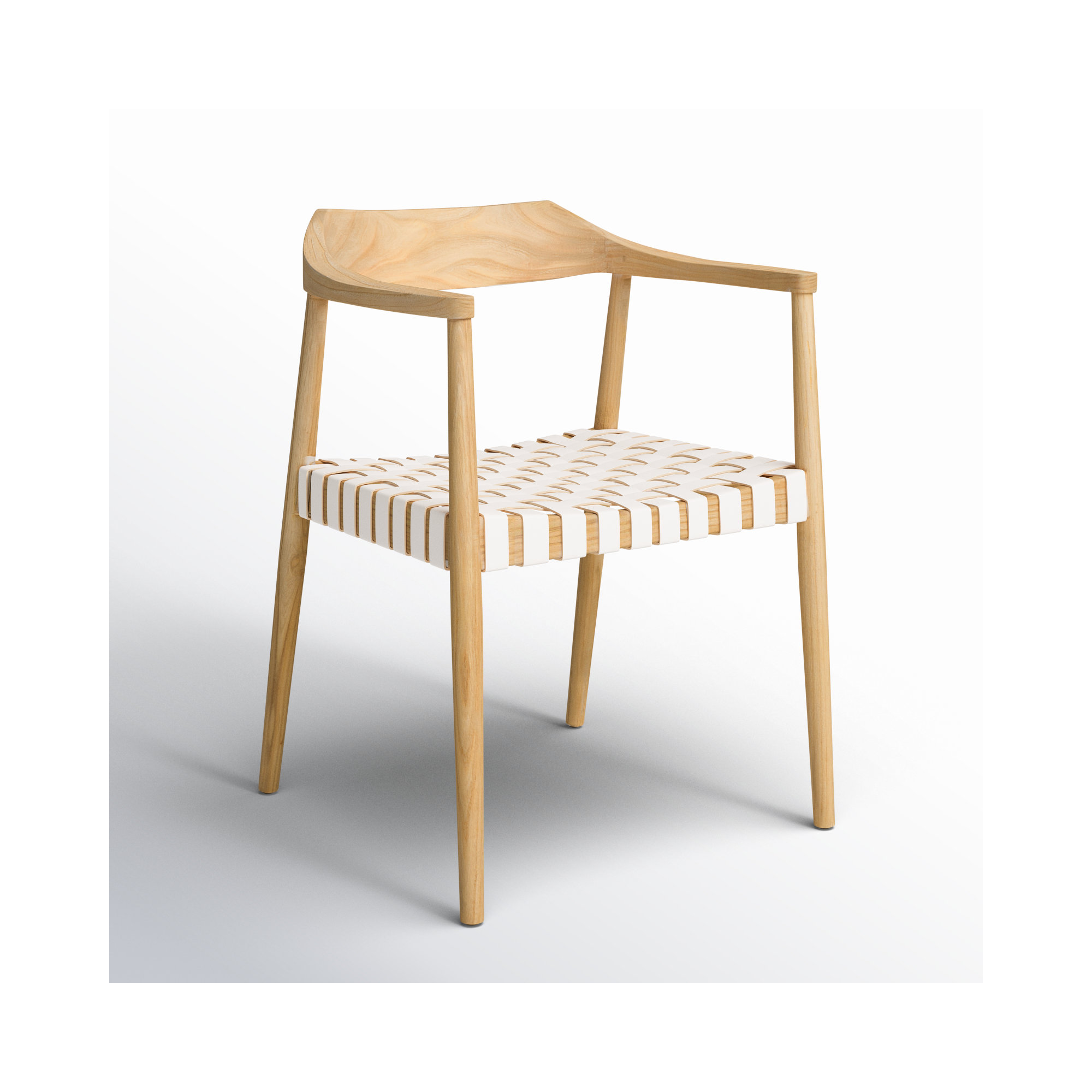 Noreen Accent Chair, Oak, White Genuine Leather
