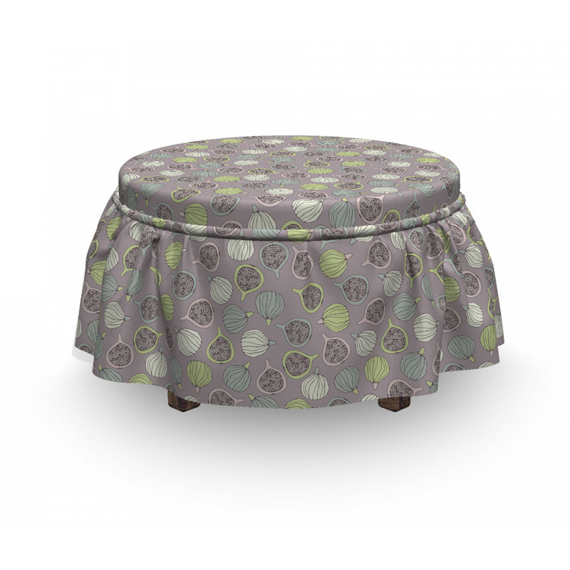Housse pour repose-pieds, Gris graines de figue /vert pâle