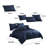 10 Piece King Polyester Comforter Set with Geometric Oblong Print, Dark Blue-2024235262