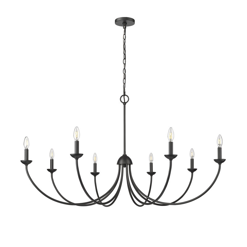 Lustre à 8 lumières de 52 po de large Huxley, Noir mat