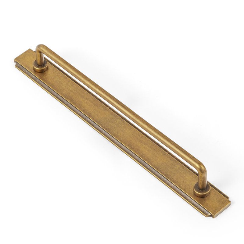 Poignée de bar élégante avec contre-plaque (G020), 7 3/5", Laiton antique