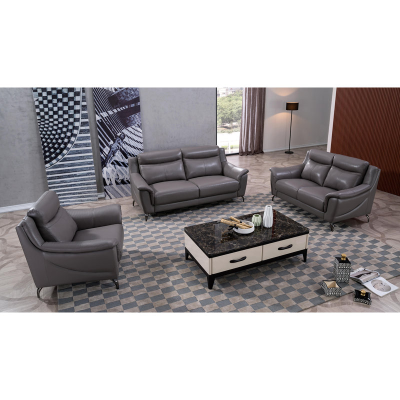 Groveson Upholstered 62'' Loveseat, Dark Tan Genuine Leather