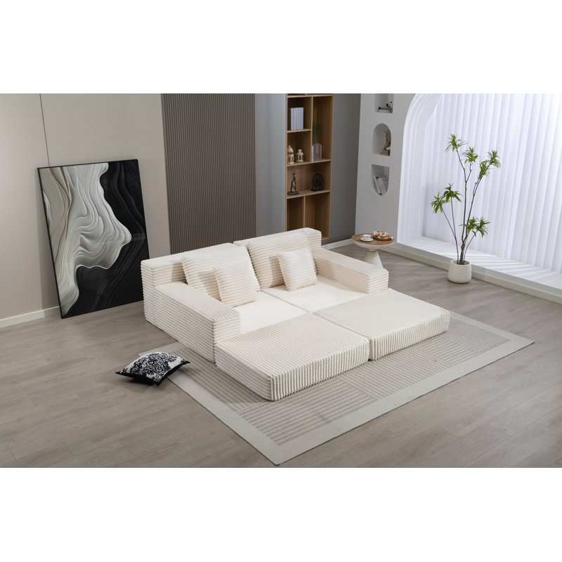Upholstered Boneless Cloud Sofa, Beige 1