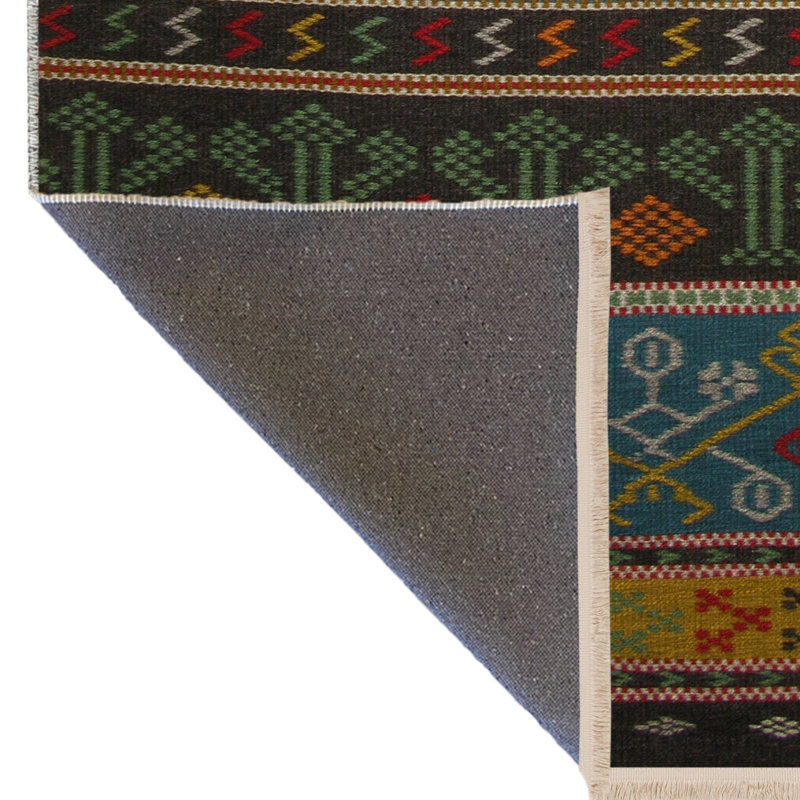 Tapis décoratif rétro multicolore, Rectangle 5 pi 2 po x 8 pi 7 po