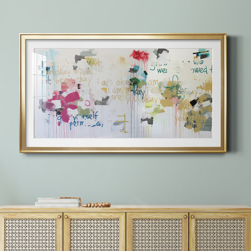 Kent Youngstrom - peinture encadrée, H 10,5 po x l 18,5 po x P 1,5 po, Papier encadré doré, Blanc