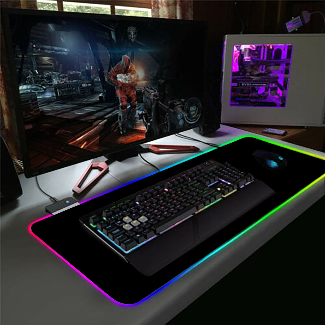 RGB LED Extra Large Soft Gaming Mouse Pad Oversized Glowing World Map 31.5X12'', Map LINKPAL