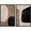 Forme Mid-Century «brun chaud et noir délavé, lignes abstraites, images murales modernes minimalistes neutres, impression sur toile encadrée 2 pièces, 16 x 24 x 2, 24 x 36 x 2-92285704-119463641-92285703