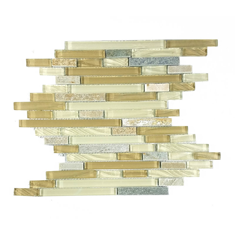 New Era 12 in. x 12 in. Glass & Stone Straight Edge Linear Mosaic Wall & Pool Tile, California