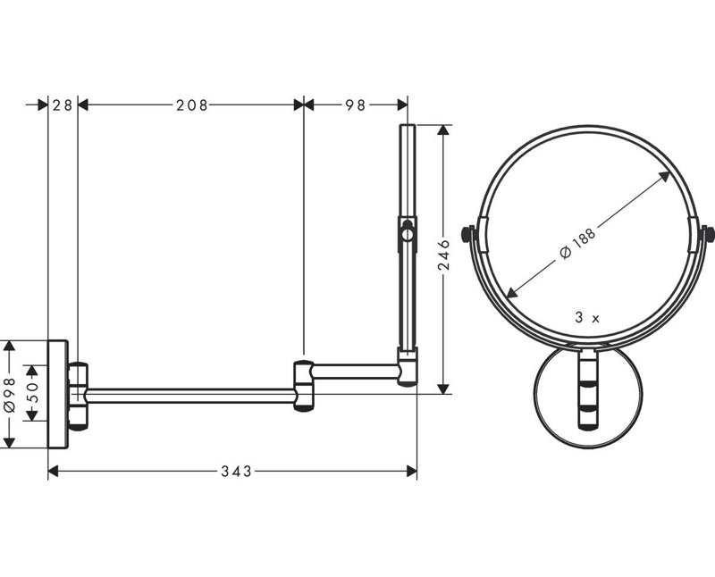 Pull-Out Beveled Wall Mount Shaving Mirror