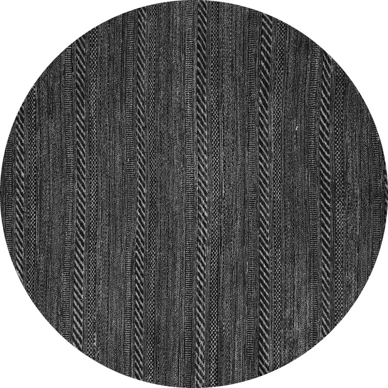 Tapis gris en chenille / polyester tissé à la machine Prochaska, Rond 8 pi