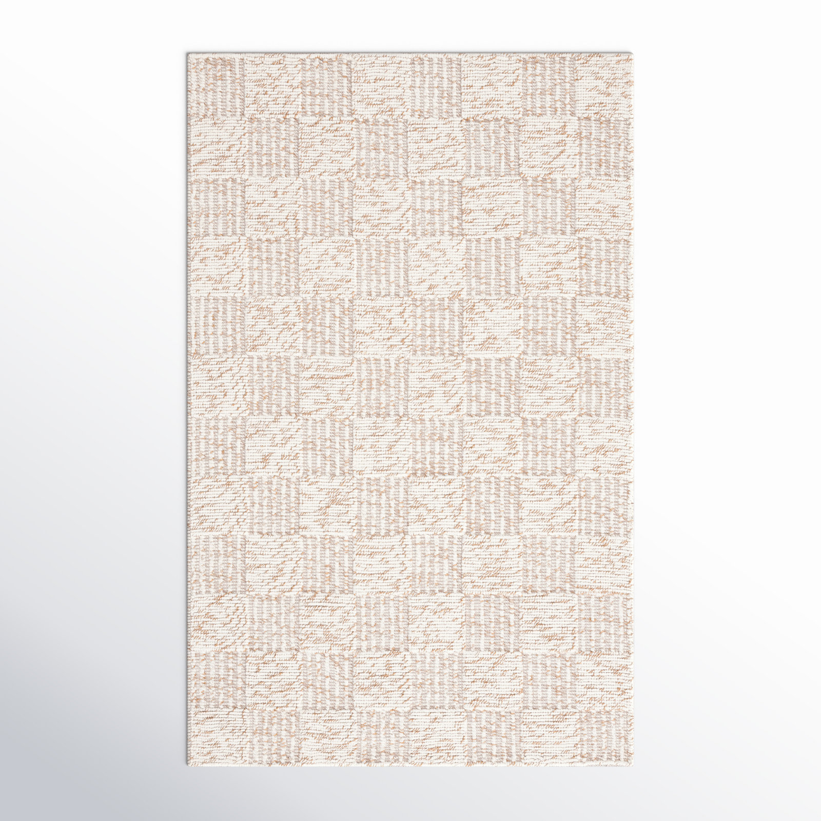 Abbi Brown Ivory Hand-Woven Checkered Rug, Rectangle 5' x 8'