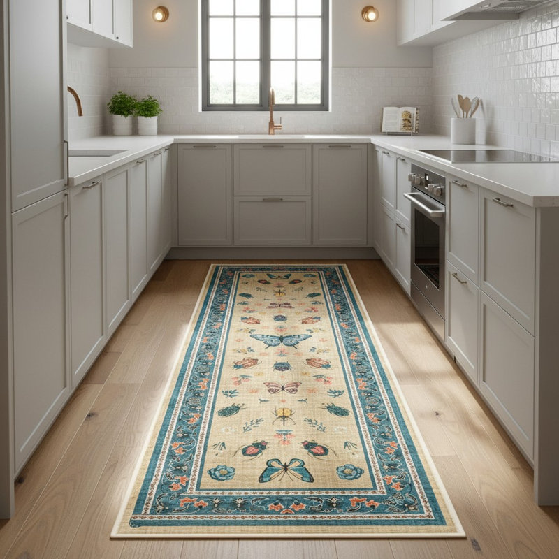 Tapis de couloir Butterfly, Bleu