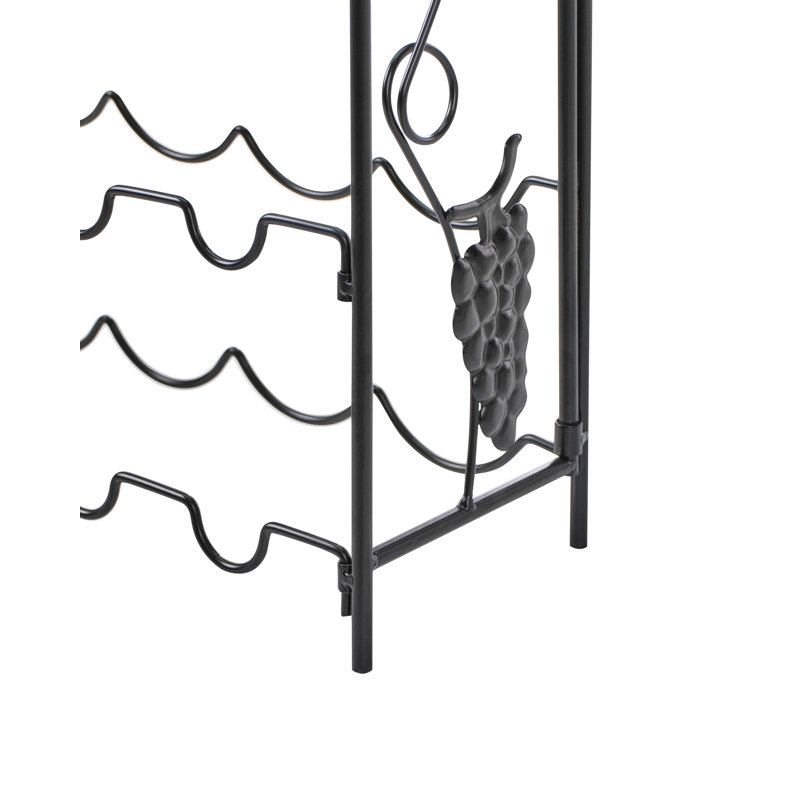 8 Bottle Open Shelving Wine Bottle Rack Black