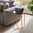 Solid Marble-Top 15.5″ Round End Table – Gold Metal Base, Modern Small Side Table, Accent / Drink Table