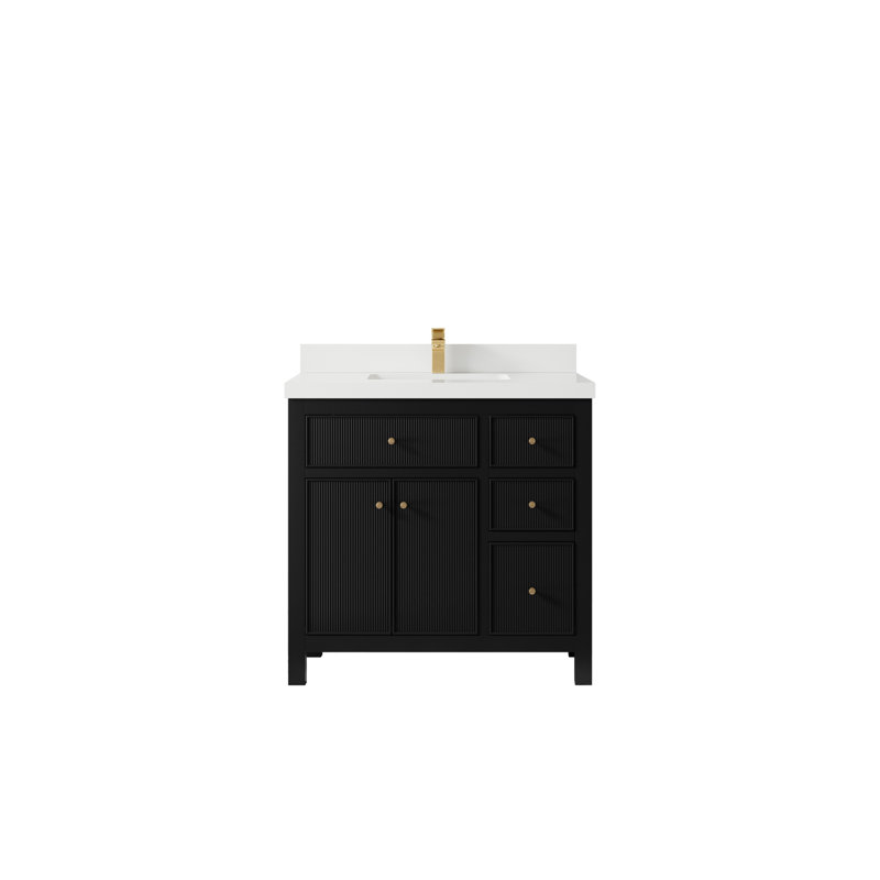Ensemble de meuble-lavabo simple l 36 "x P 22" Sonoma, Noir, Blanc