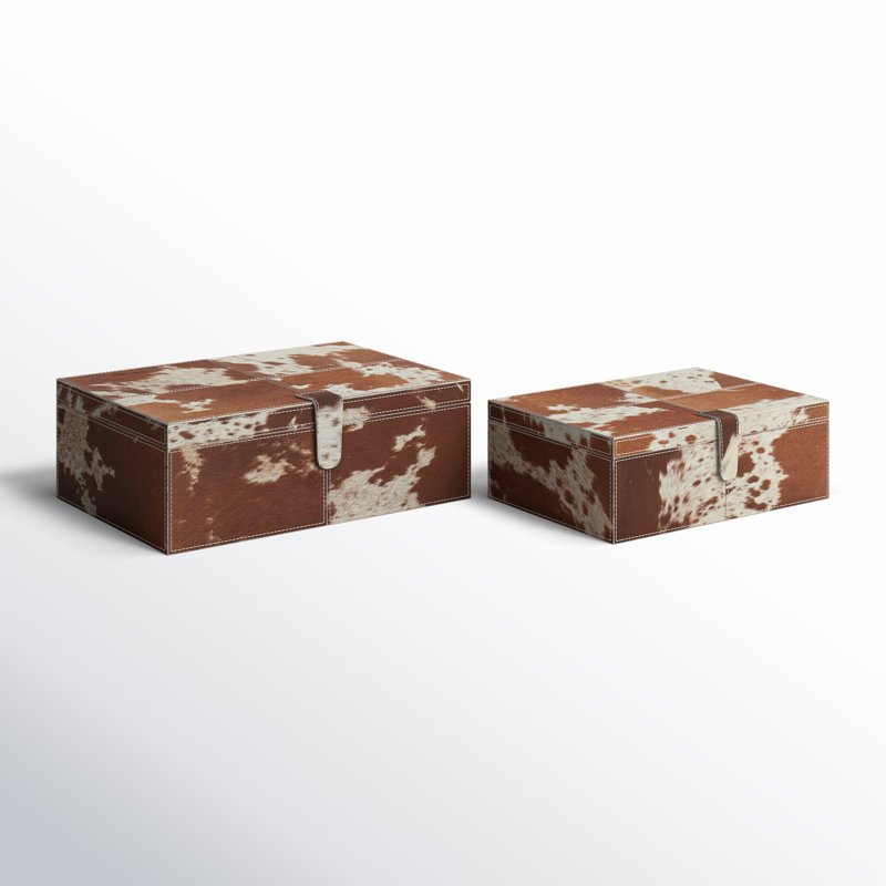 Georgine 2 - Piece Handmade Decorative Box, Brown/White