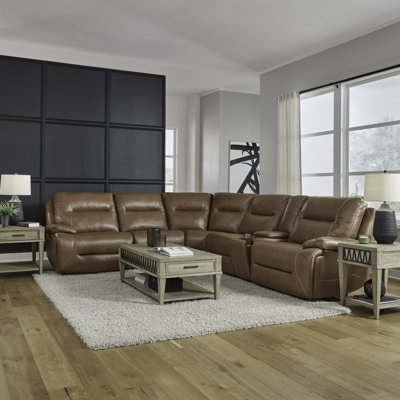 Trevina 6 Piece Zero Gravity Power Sectional - Saddle Brown