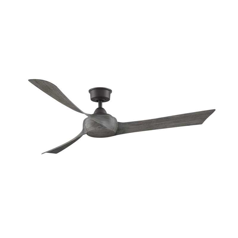 Wrap Custom 60 inch Indoor/Outdoor Ceiling Fan - Matte Greige with Weathered Wood blades, Weathered Wood, Matte Greige