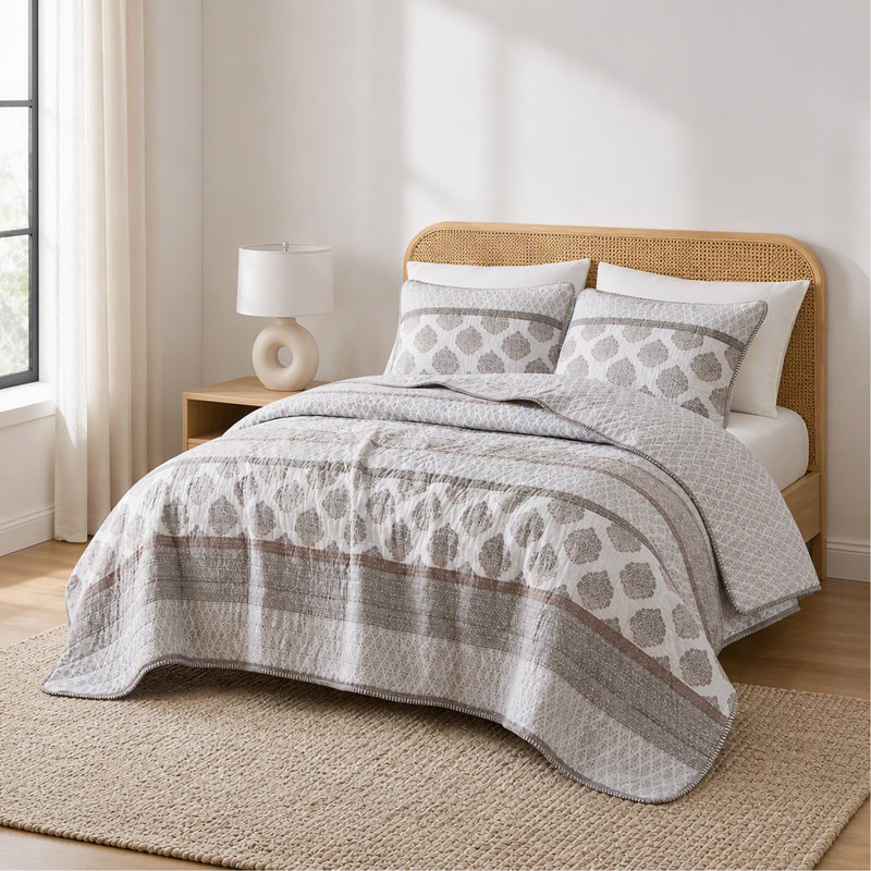 3-Piece King/Cal King Quilt Set,Clay