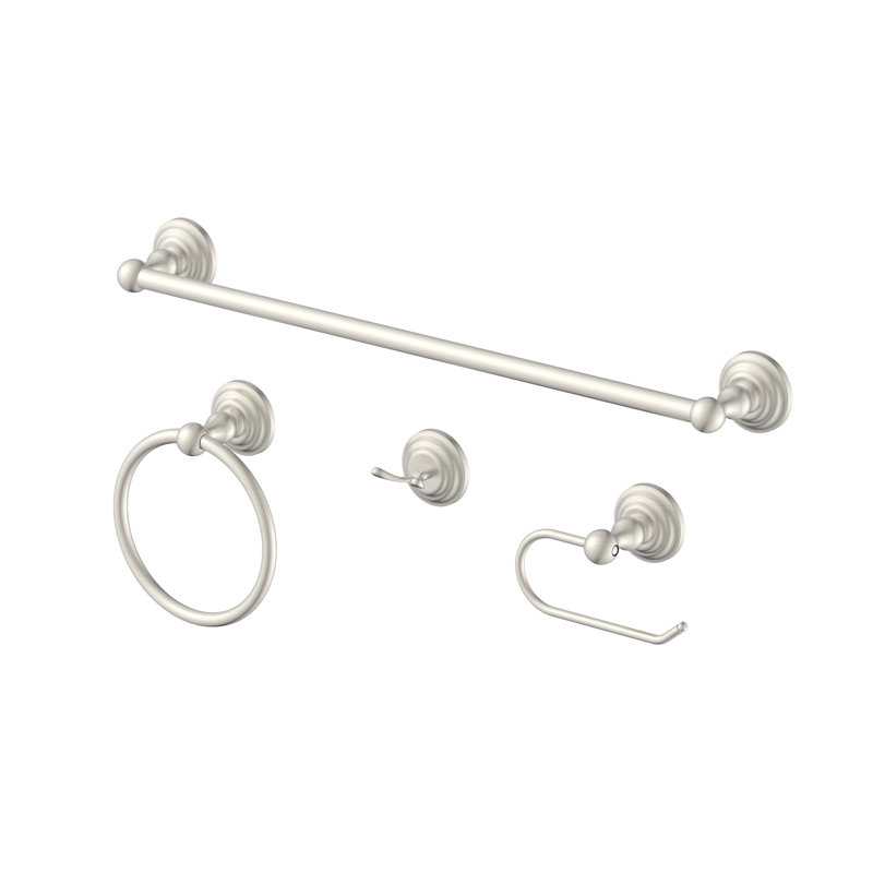 Ensemble de quincaillerie de salle de bain 4 pièces, Nickel brossé