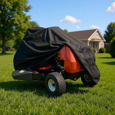 Black Lawn Mower Cover,Waterproof UV Resistant Outdoor Garden Equipment Protector With Adjustable Bottom Drawstring And Foldable Storage Design For All Weather Protection