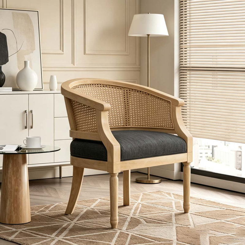 Fauteuil d'appoint en bois d'hévéa, Gris anthracite