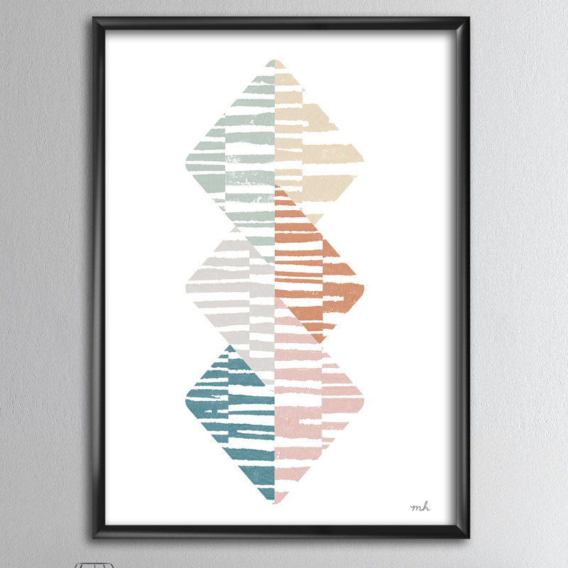 « aquarelle géométrique triangle ii »-cadre photo sur toile, Cadre noir, H 46 po x l 36 po x P 1,5 po