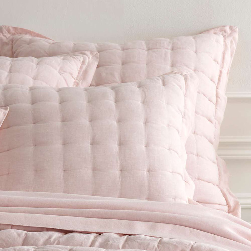 Lush Linen Puff Sham, Euro, Slipper Pink