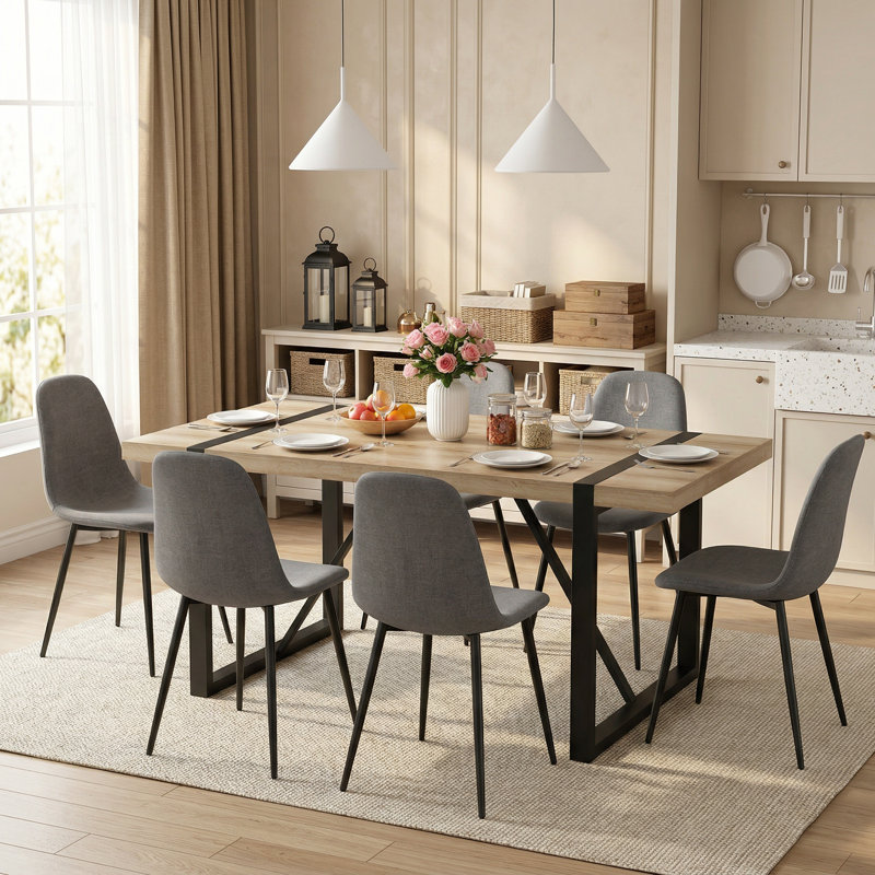 Ensemble de salle à manger 7 pièces Lyndsi, Ensemble repas 7 pièces, Chaises grises