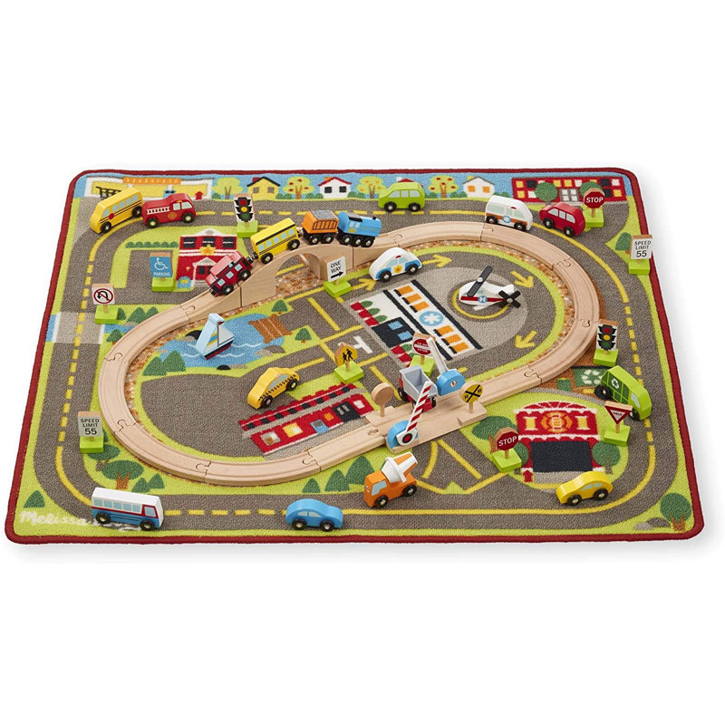 Tapis de jeu gris / brun / vert tissé à la machine