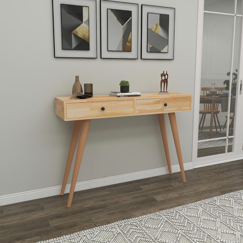 Console Table 110Cm Solid Wood Eradu, Brown